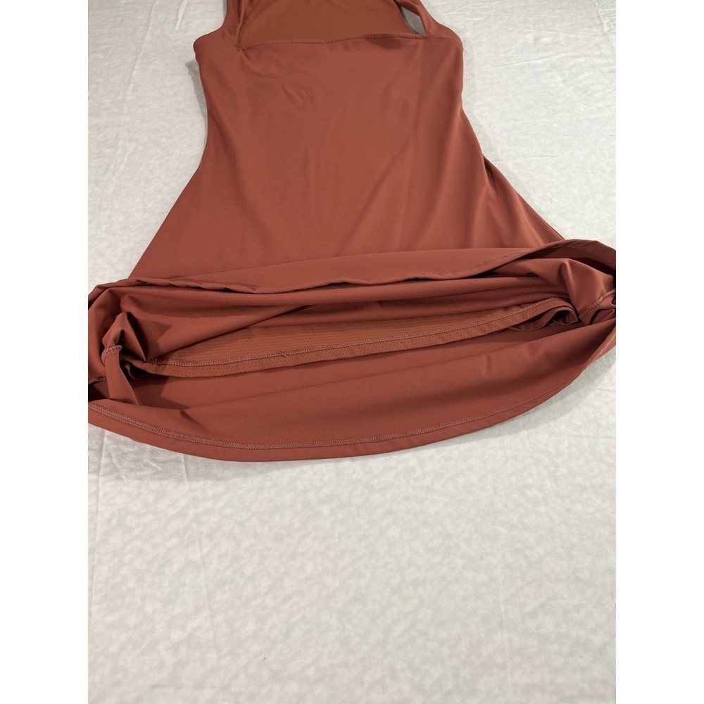 QINSEN Square Neck Brown Mini Dress Women's Size 4 Sleeveless Stretch Activewear - Picture 10 of 14